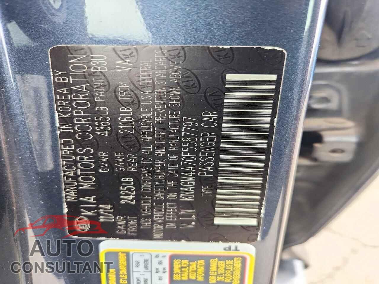 KIA OPTIMA 2015 - KNAGM4A70F5587797