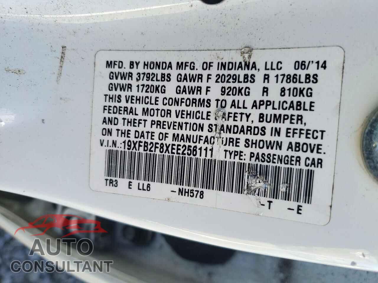 HONDA CIVIC 2014 - 19XFB2F8XEE256111