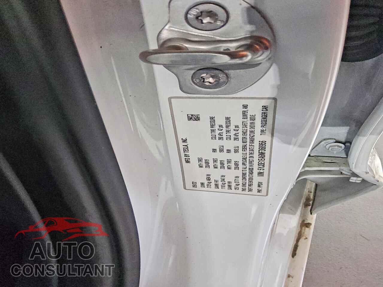 TESLA MODEL 3 2022 - 5YJ3E1EA6NF368956