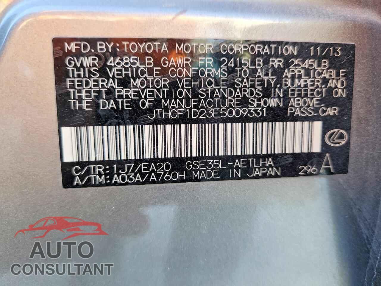LEXUS IS 2014 - JTHCF1D23E5009331