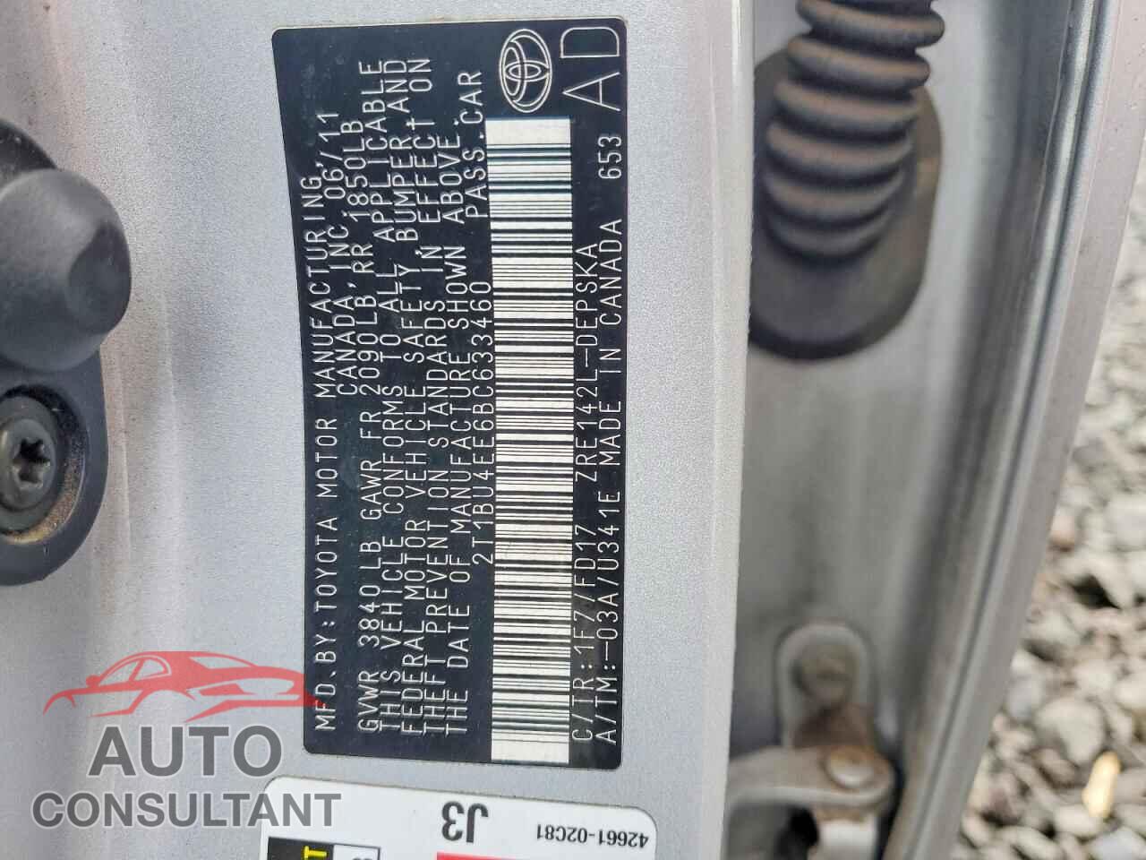 TOYOTA COROLLA 2011 - 2T1BU4EE6BC633460