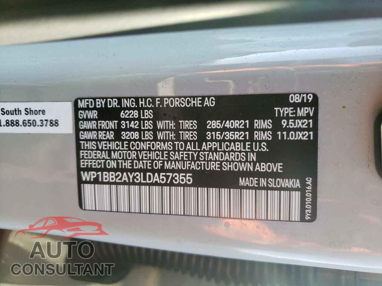 PORSCHE CAYENNE 2020 - WP1BB2AY3LDA57355