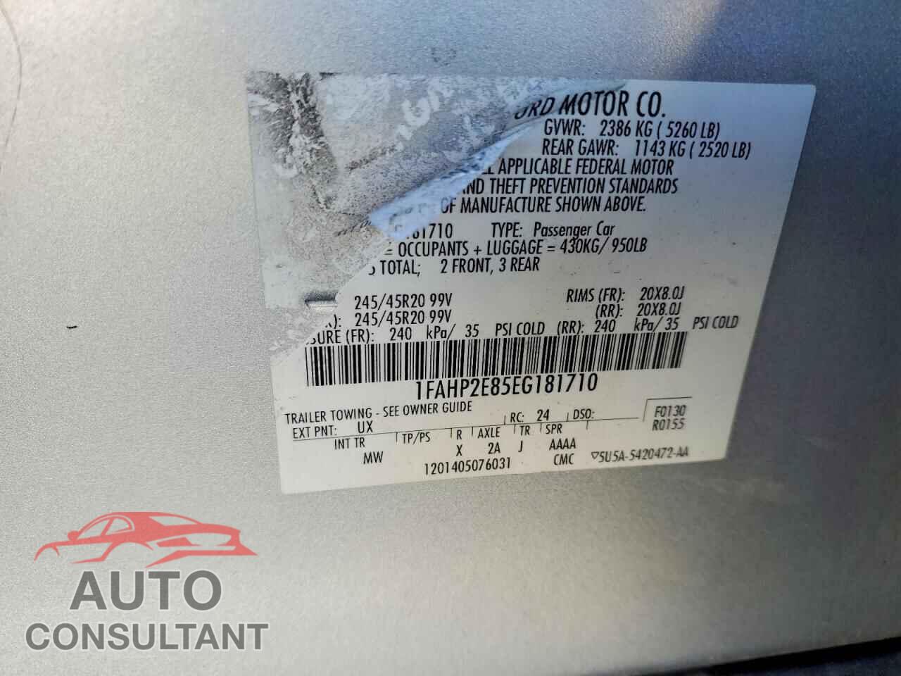 FORD TAURUS 2014 - 1FAHP2E85EG181710