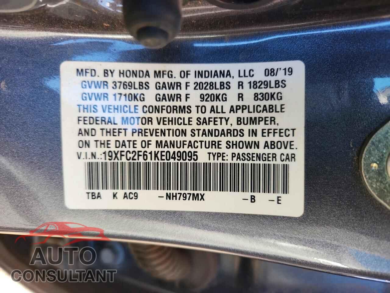 HONDA CIVIC 2019 - 19XFC2F61KE049095