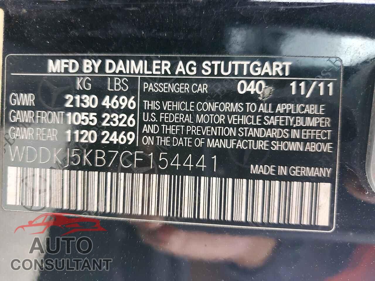MERCEDES-BENZ E-CLASS 2012 - WDDKJ5KB7CF154441