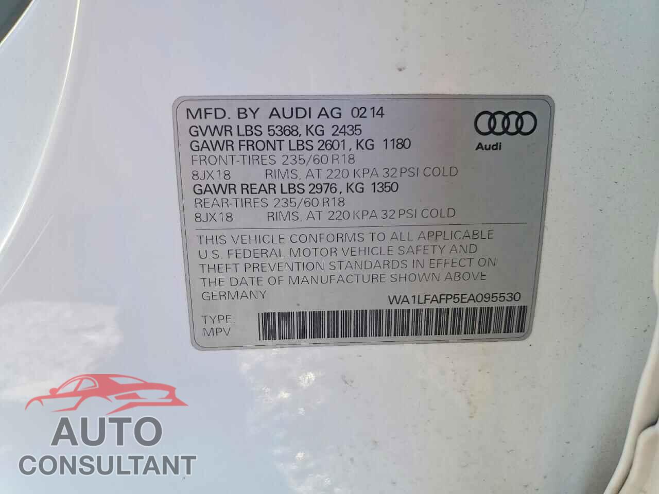 AUDI Q5 2014 - WA1LFAFP5EA095530