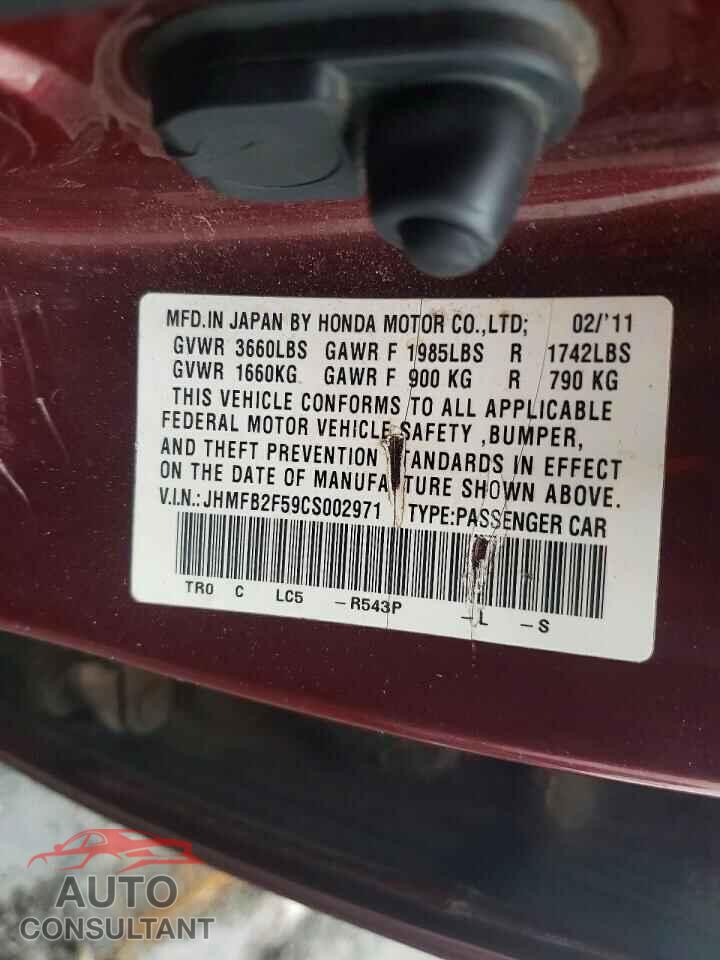 HONDA CIVIC 2012 - JHMFB2F59CS002971