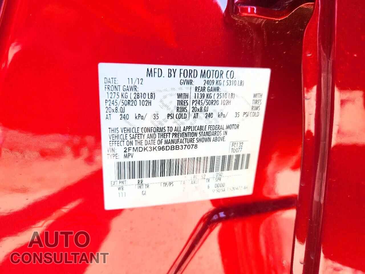 FORD EDGE 2013 - 2FMDK3K96DBB37078