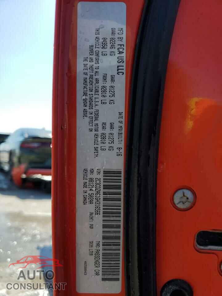 DODGE CHALLENGER 2016 - 2C3CDZAG1GH316566