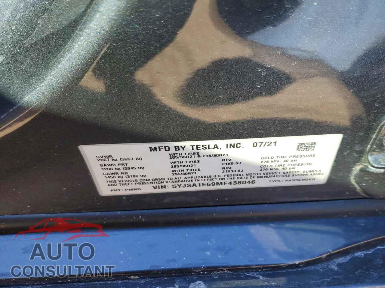 TESLA MODEL S 2021 - 5YJSA1E69MF438046