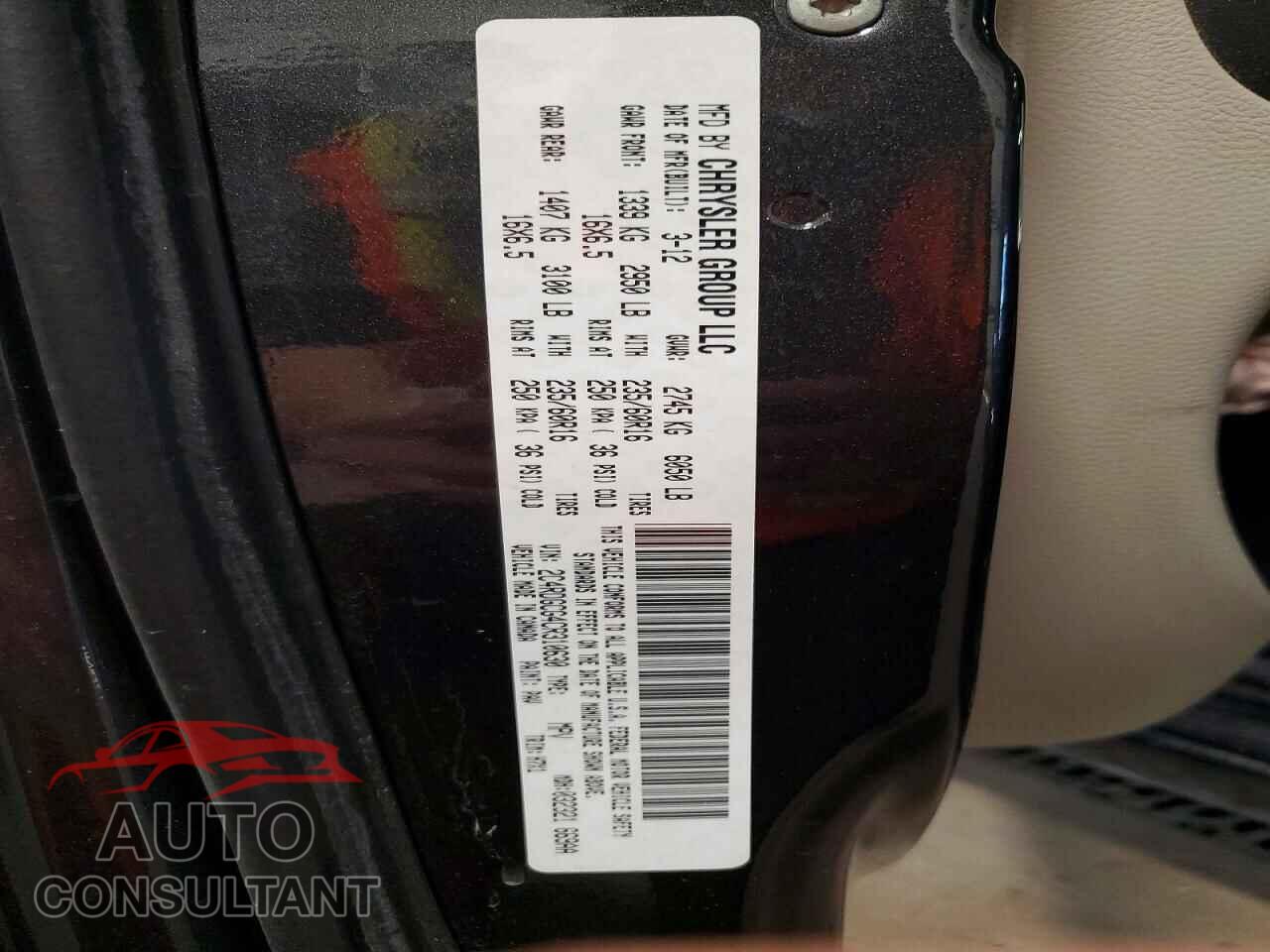 DODGE CARAVAN 2012 - 2C4RDGCG4CR310630