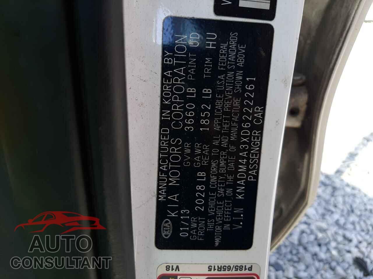 KIA RIO 2013 - KNADM4A3XD6222261