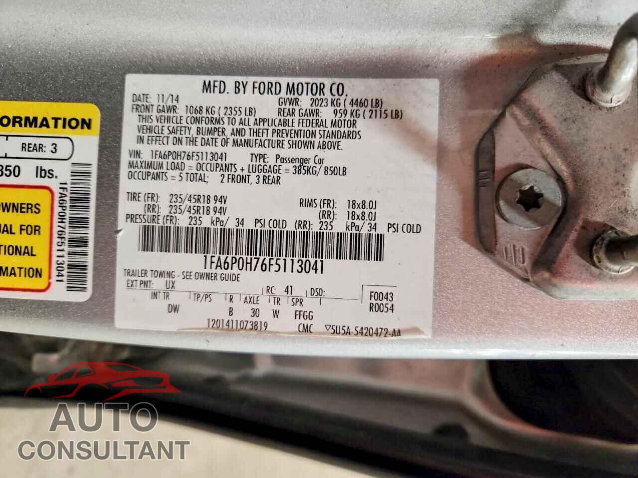 FORD FUSION 2015 - 1FA6P0H76F5113041