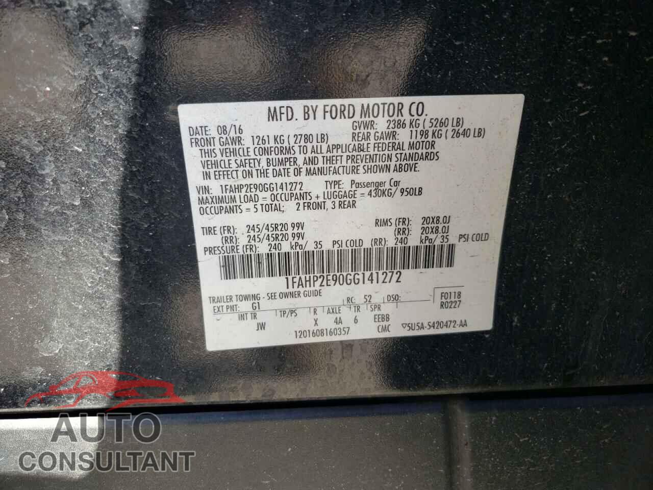 FORD TAURUS 2016 - 1FAHP2E90GG141272