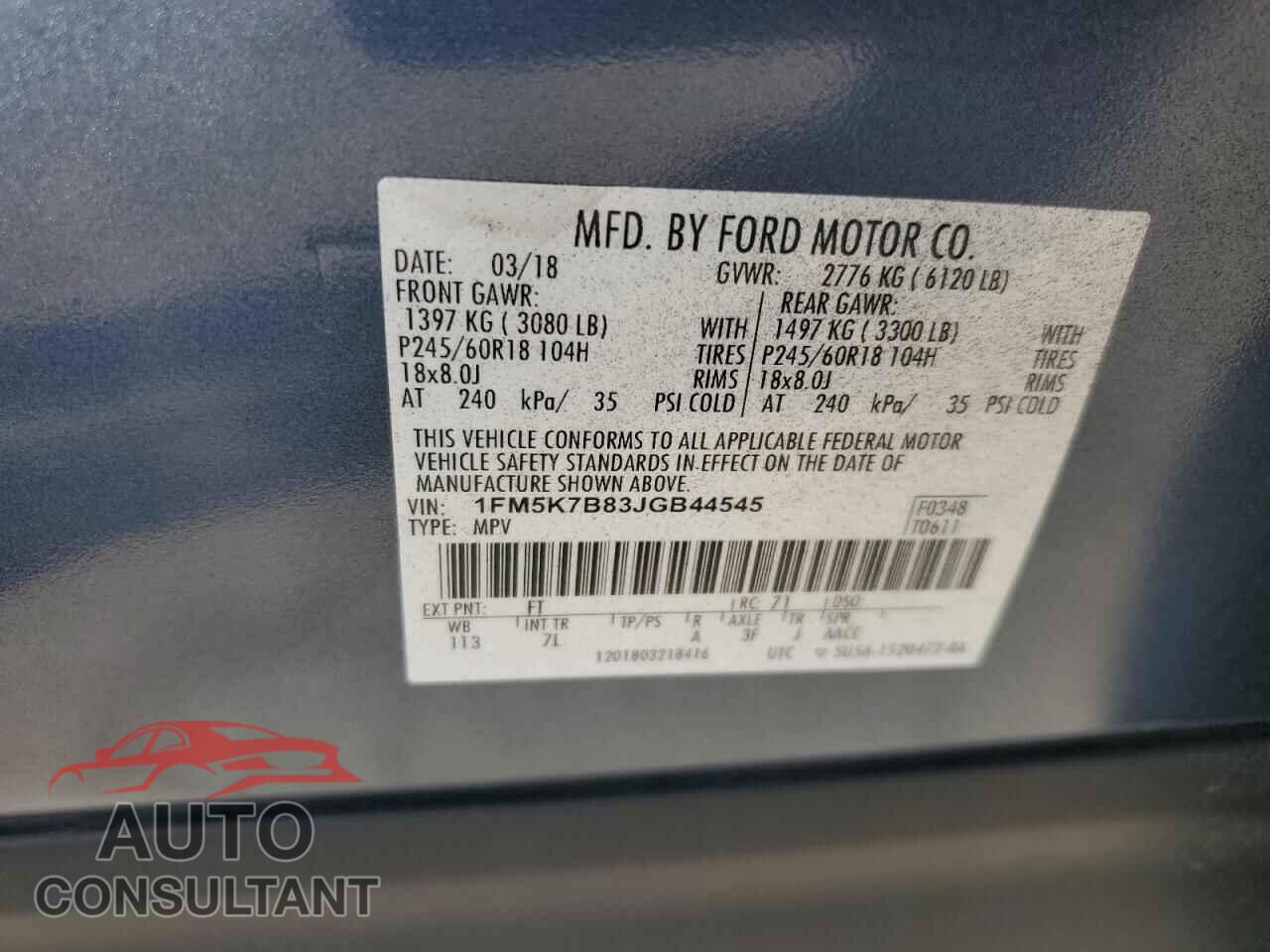 FORD EXPLORER 2018 - 1FM5K7B83JGB44545