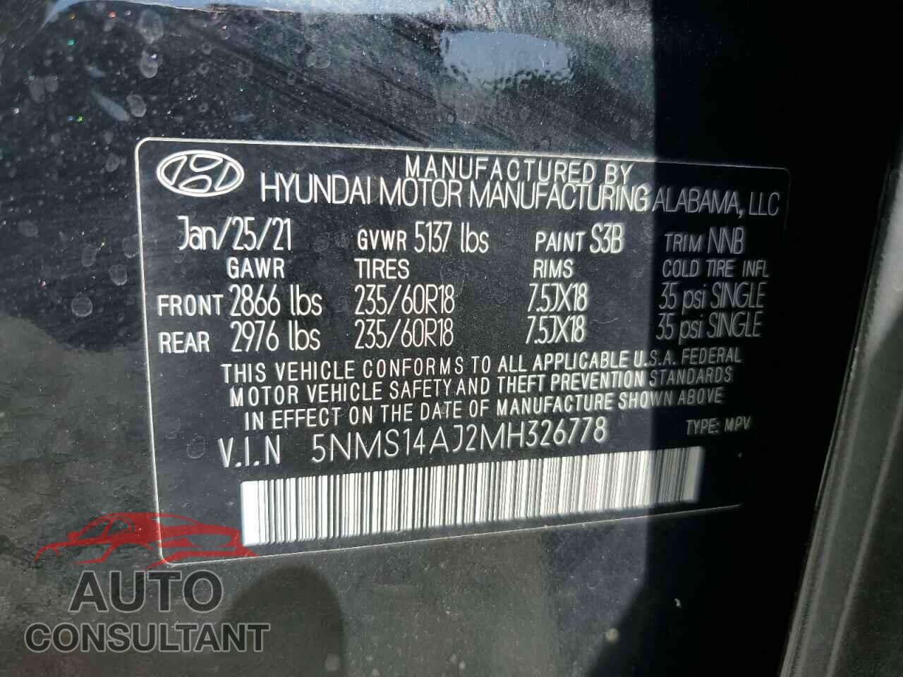 HYUNDAI SANTA FE 2021 - 5NMS14AJ2MH326778