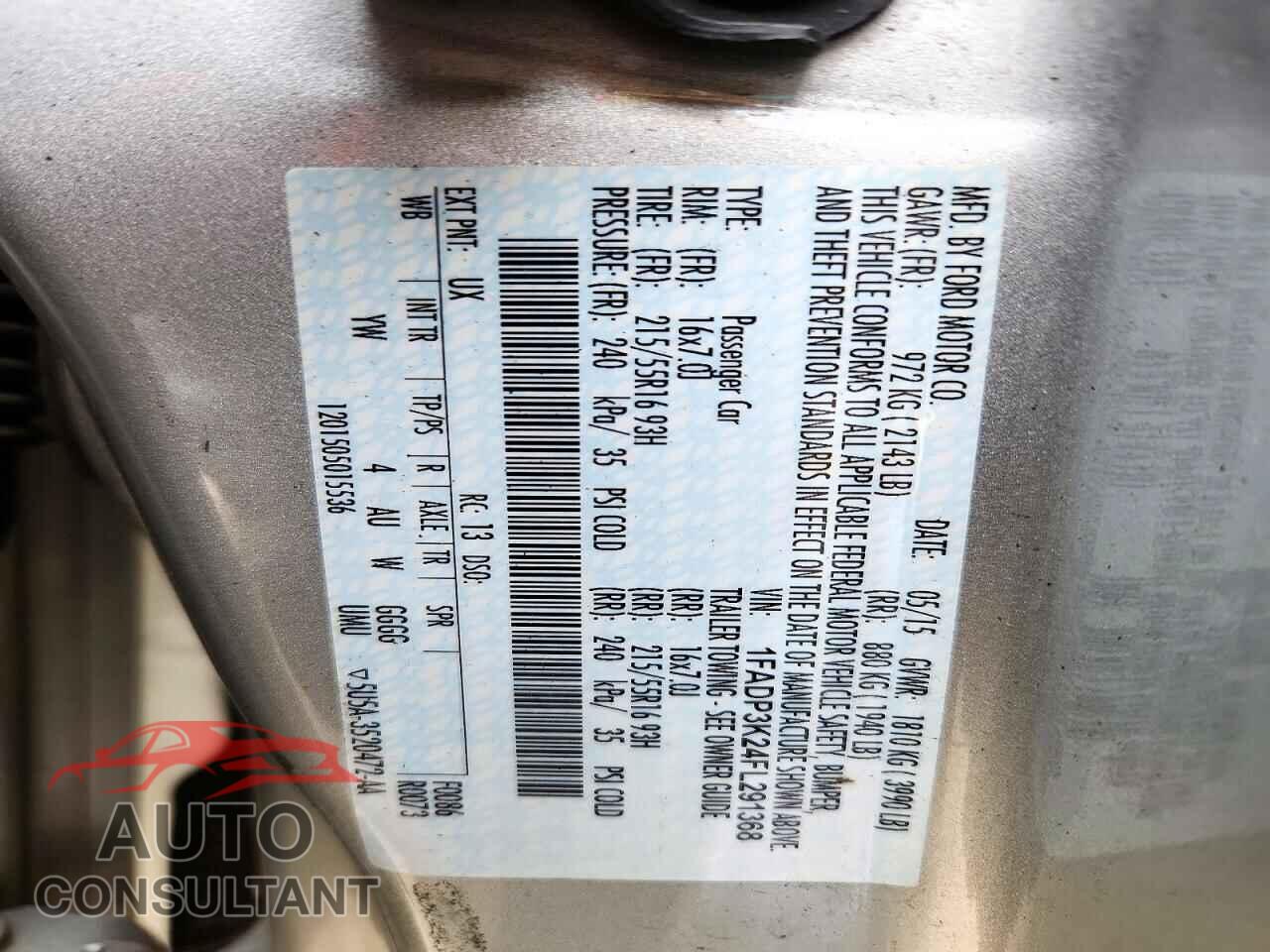 FORD FOCUS 2015 - 1FADP3K24FL291368