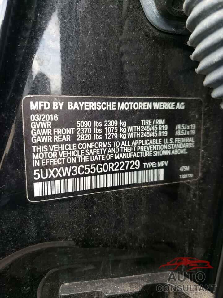 BMW X4 2016 - 5UXXW3C55G0R22729
