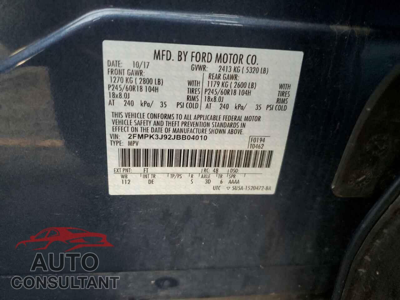 FORD EDGE 2018 - 2FMPK3J92JBB04010