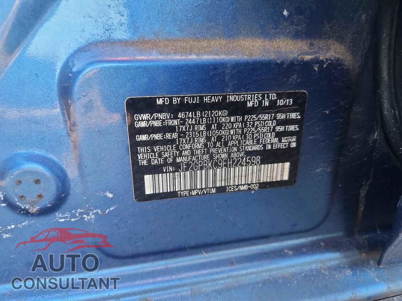 SUBARU XV 2014 - JF2GPBKC9EH224598