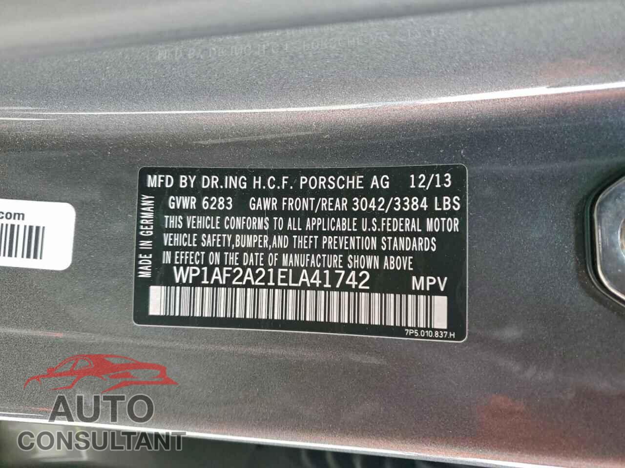 PORSCHE CAYENNE 2014 - WP1AF2A21ELA41742