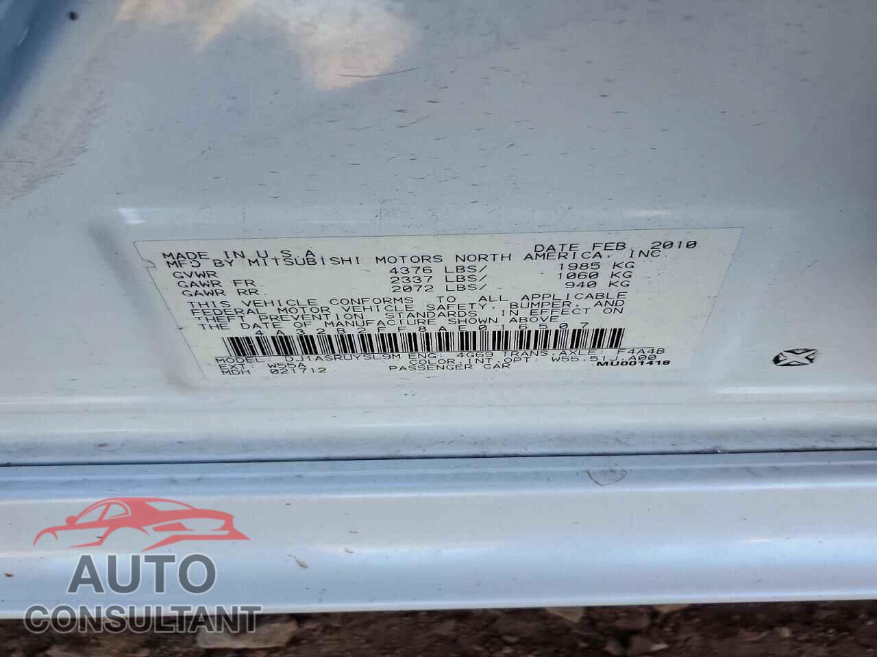 MITSUBISHI GALANT 2010 - 4A32B2FF8AE016507