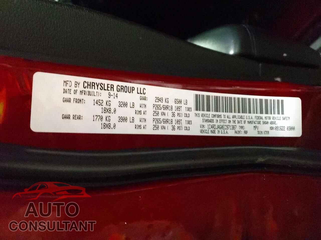 DODGE DURANGO 2014 - 1C4RDJAG0EC971387