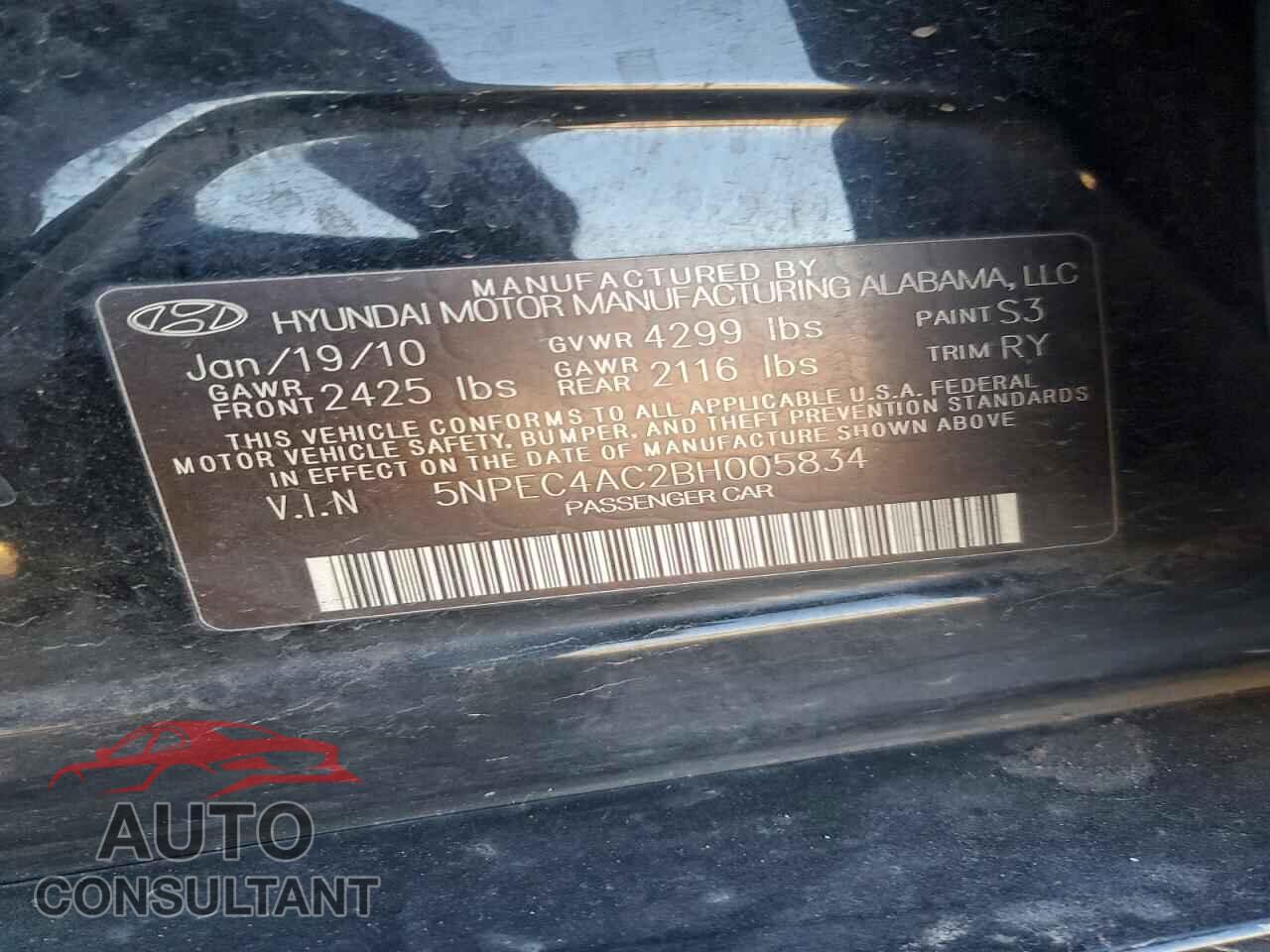 HYUNDAI SONATA 2011 - 5NPEC4AC2BH005834