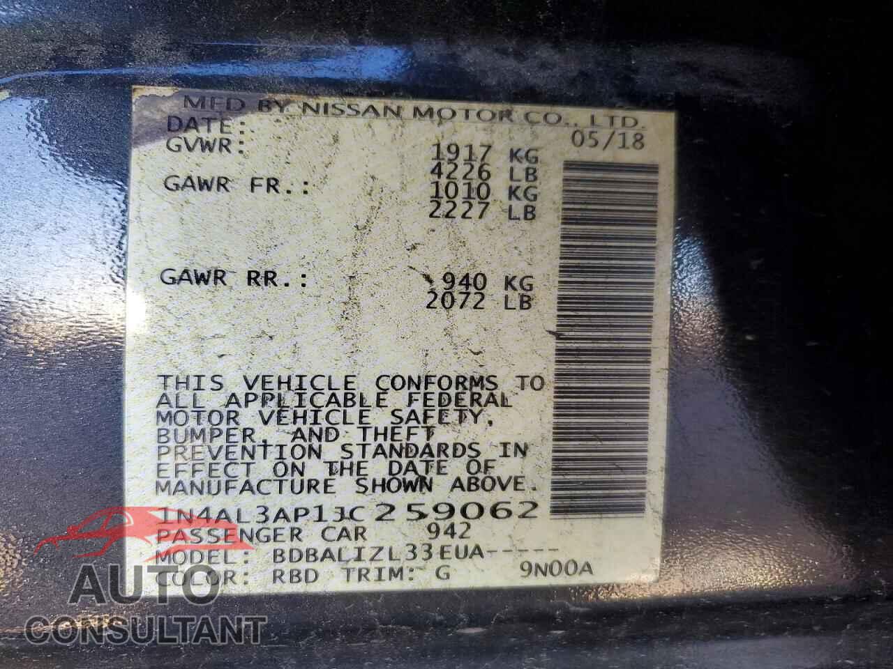 NISSAN ALTIMA 2018 - 1N4AL3AP1JC259062
