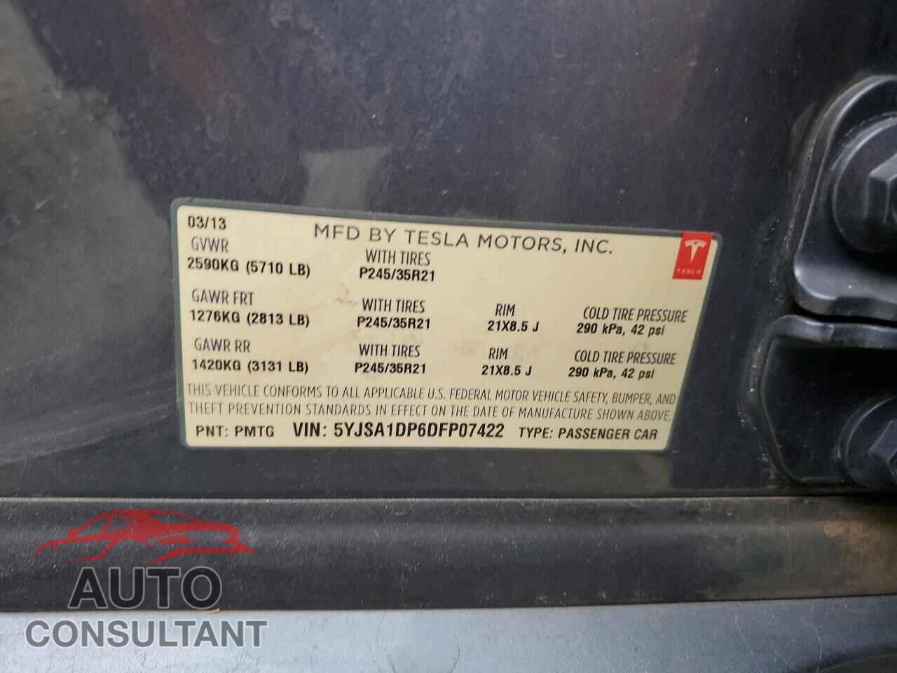 TESLA MODEL S 2013 - 5YJSA1DP6DFP07422