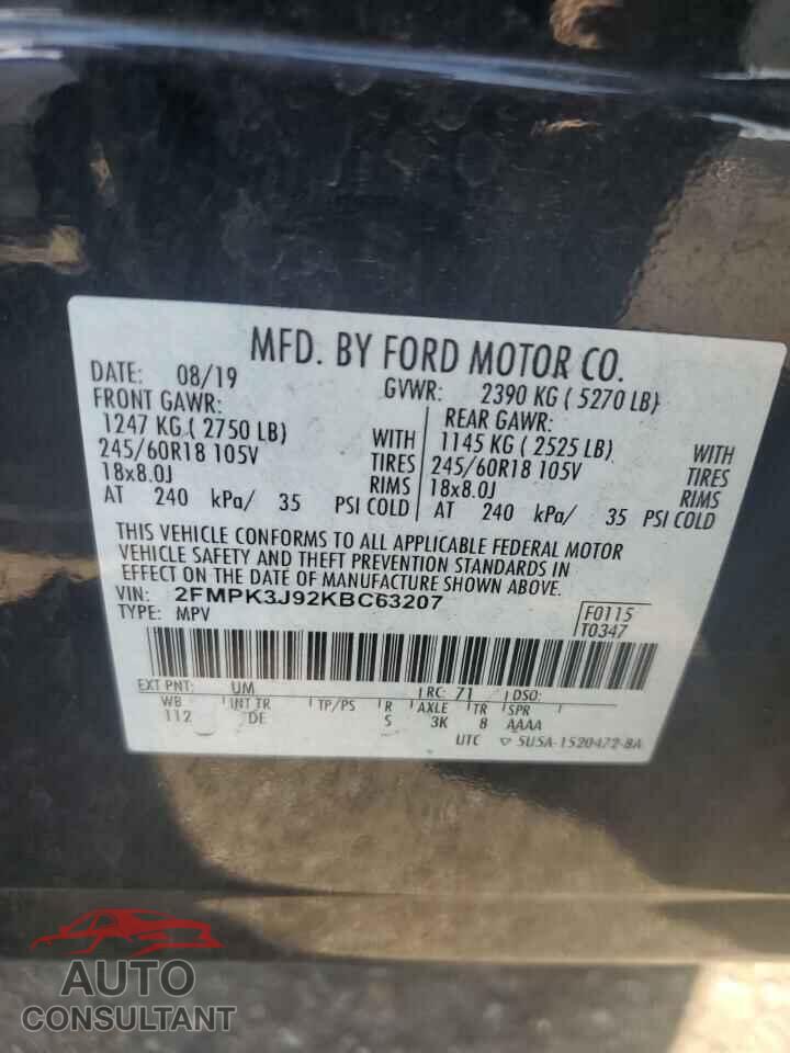 FORD EDGE 2019 - 2FMPK3J92KBC63207