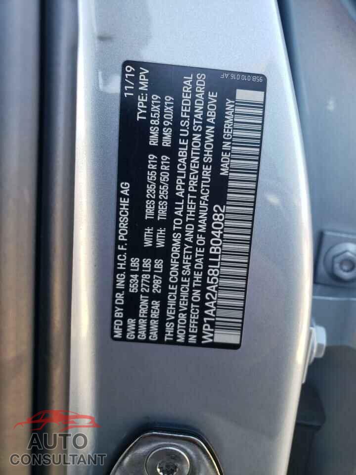 PORSCHE MACAN 2020 - WP1AA2A58LLB04082