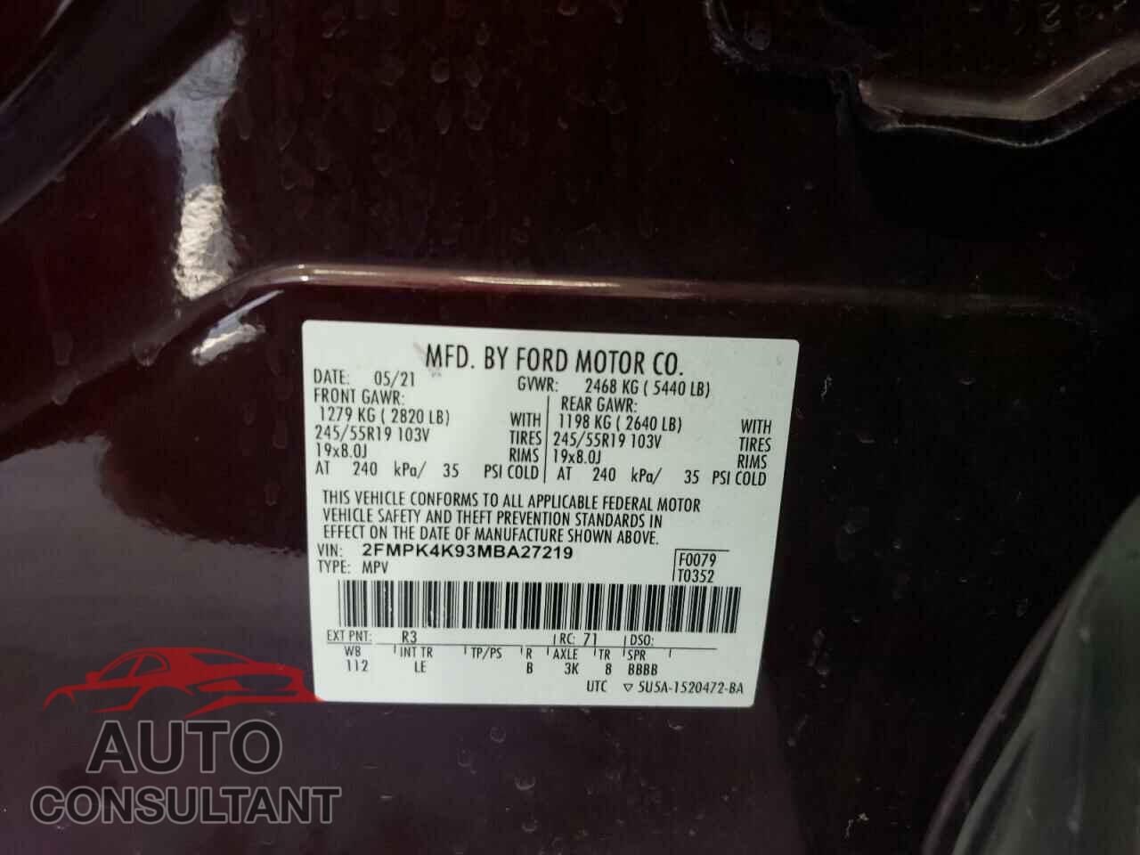 FORD EDGE 2021 - 2FMPK4K93MBA27219