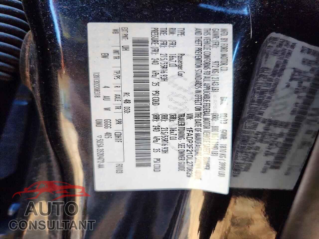 FORD FOCUS 2013 - 1FADP3F21DL270629