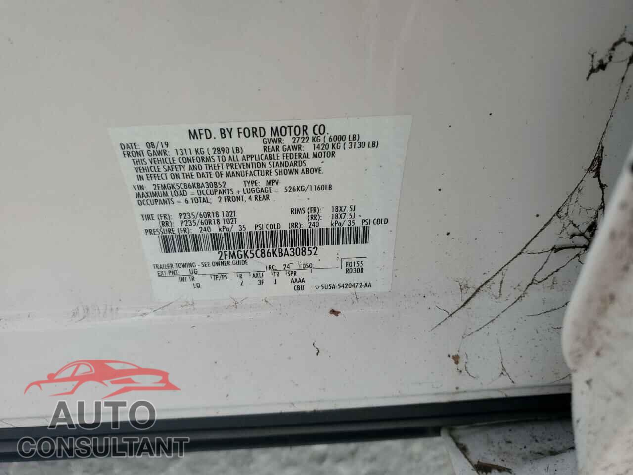 FORD FLEX 2019 - 2FMGK5C86KBA30852