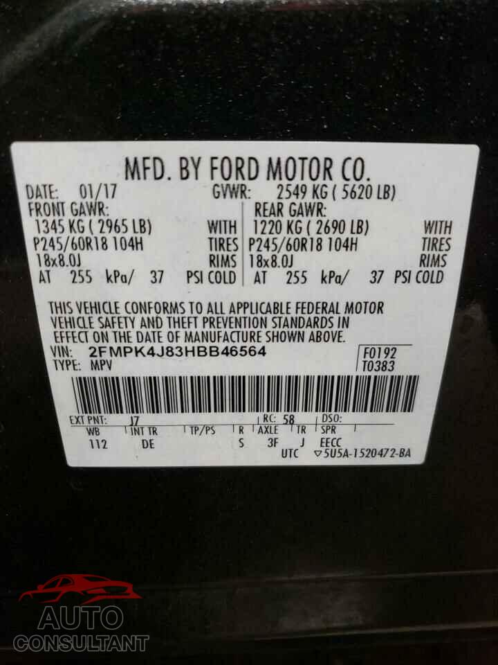 FORD EDGE 2017 - 2FMPK4J83HBB46564