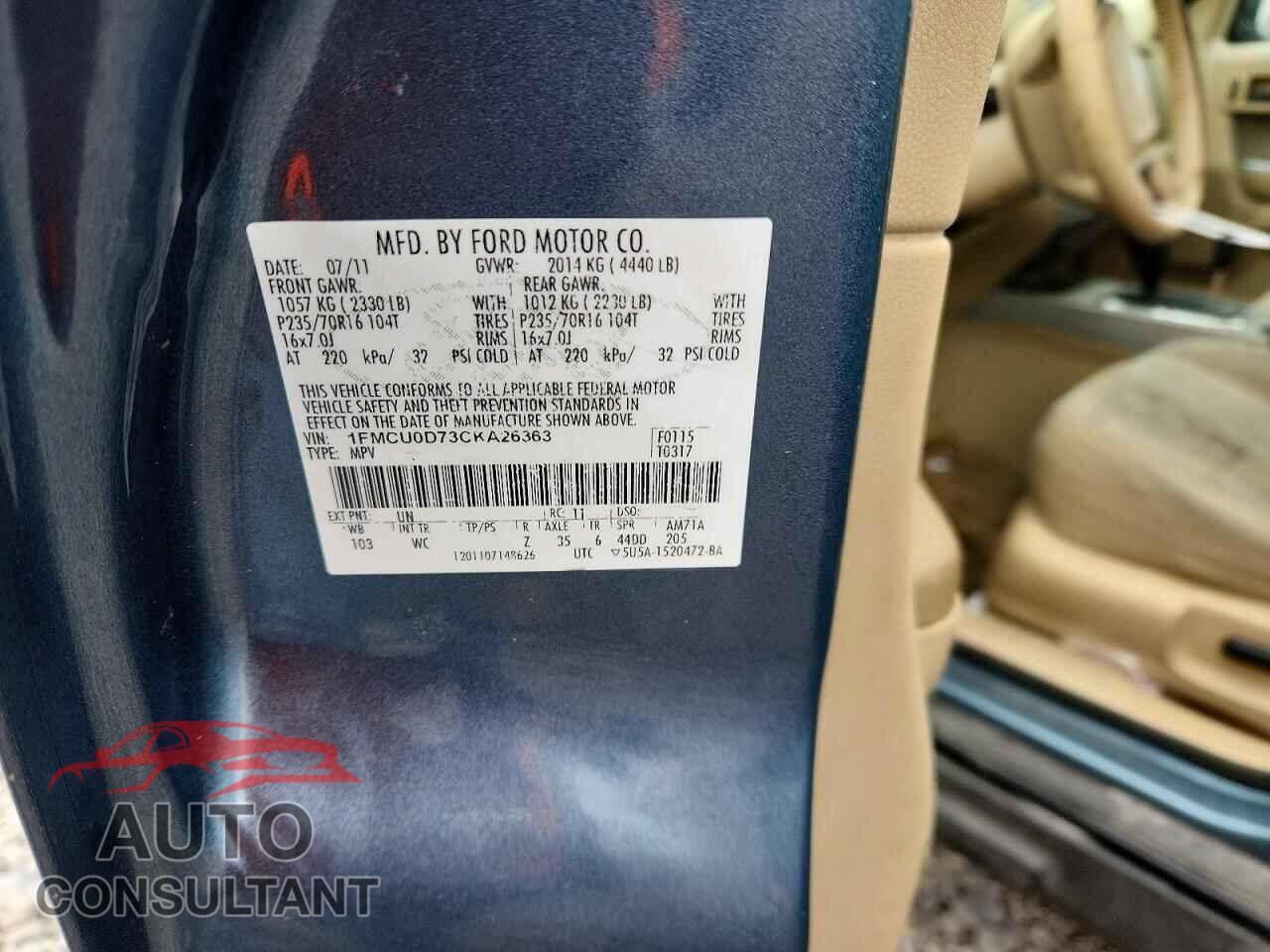 FORD ESCAPE 2012 - 1FMCU0D73CKA26363