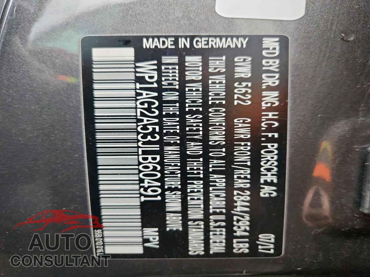 PORSCHE MACAN 2018 - WP1AG2A53JLB60491
