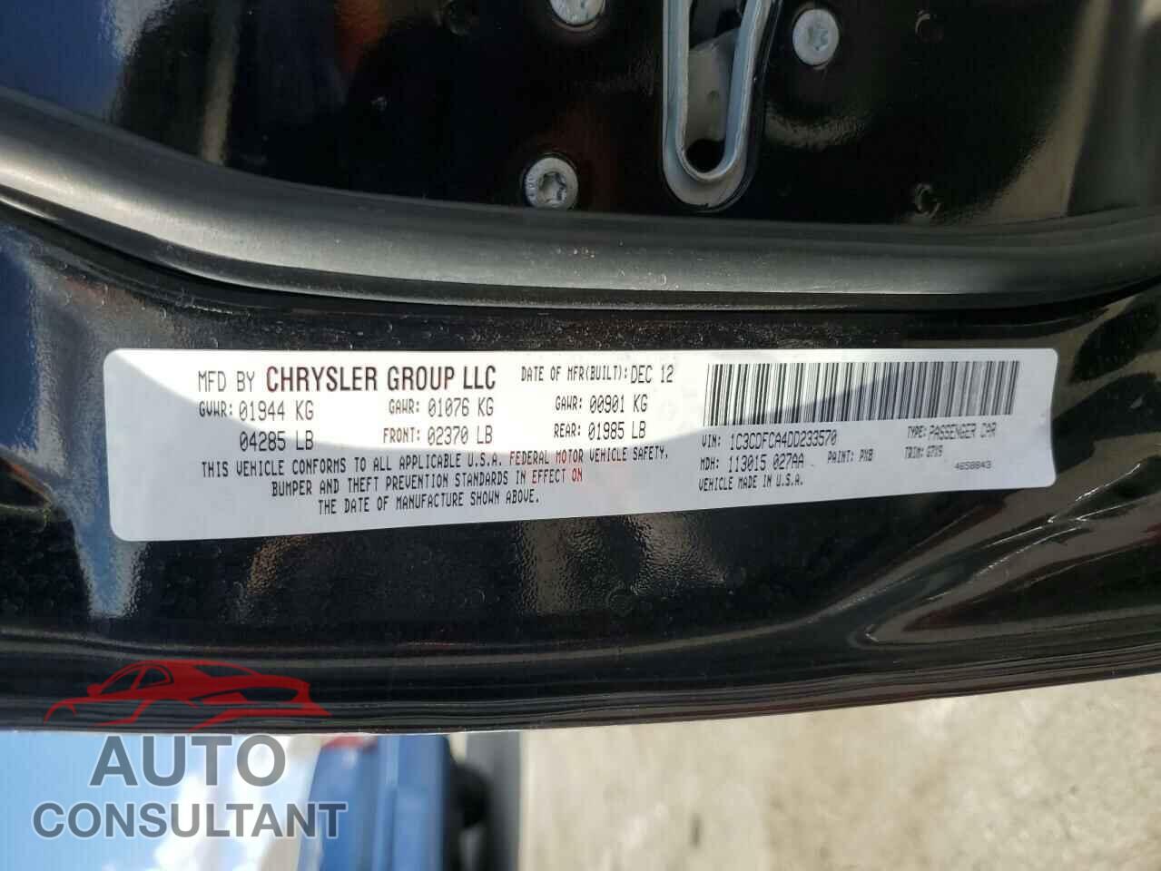 DODGE DART 2013 - 1C3CDFCA4DD233570