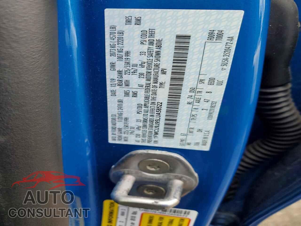 FORD ESCAPE 2020 - 1FMCU9J95LUA58522