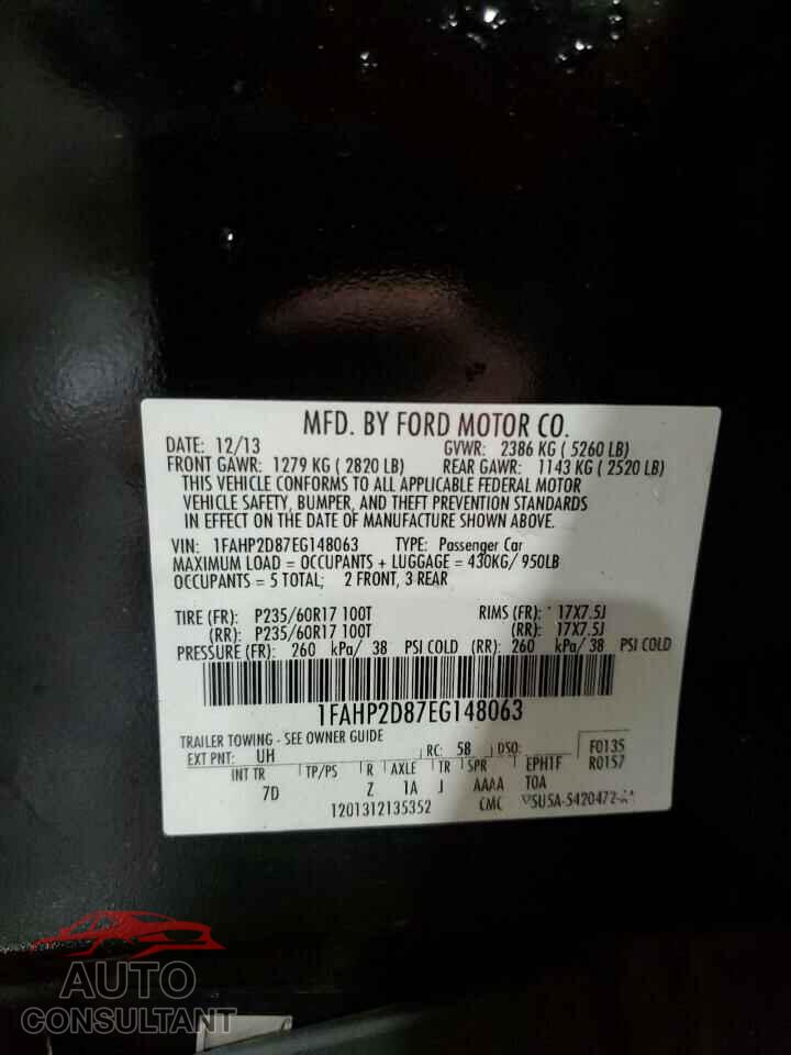 FORD TAURUS 2014 - 1FAHP2D87EG148063