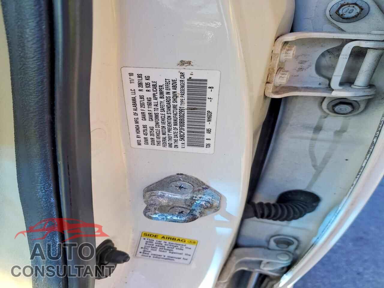 HONDA ACCORD 2011 - 5KBCP3F80BB002991