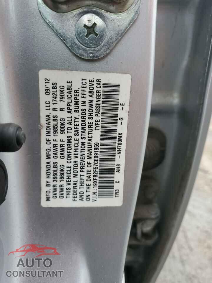 HONDA CIVIC 2012 - 19XFB2F57CE091959
