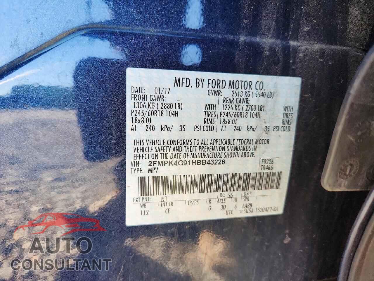 FORD EDGE 2017 - 2FMPK4G91HBB43226