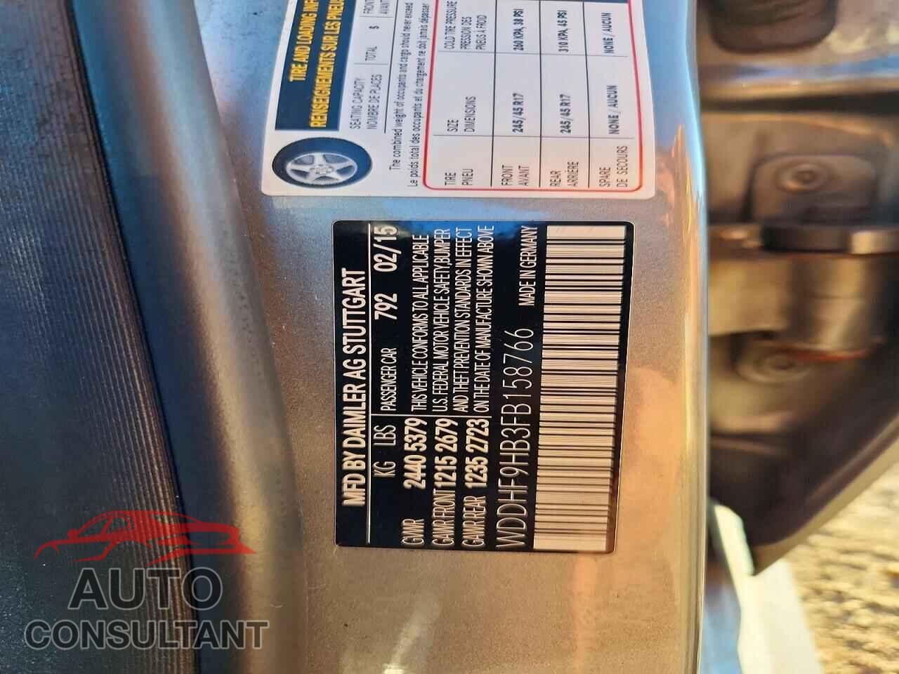 MERCEDES-BENZ E-CLASS 2015 - WDDHF9HB3FB158766