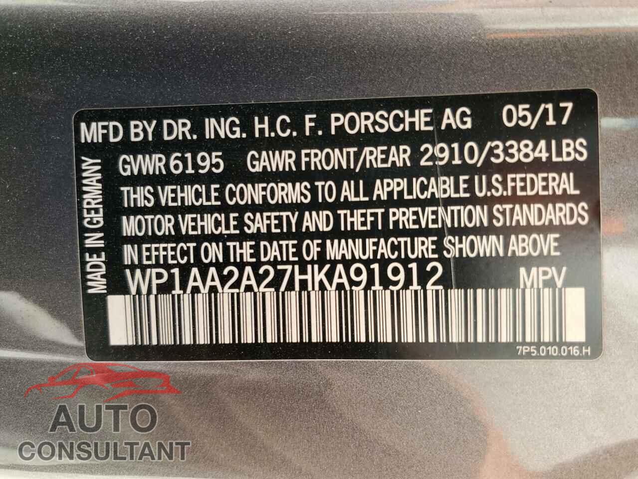 PORSCHE CAYENNE 2017 - WP1AA2A27HKA91912