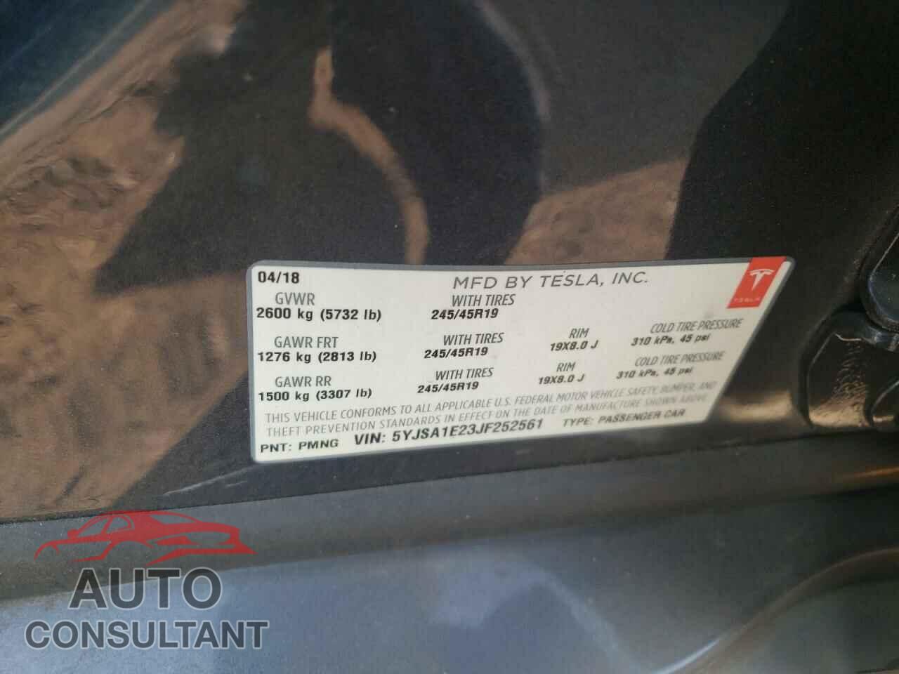 TESLA MODEL S 2018 - 5YJSA1E23JF252561