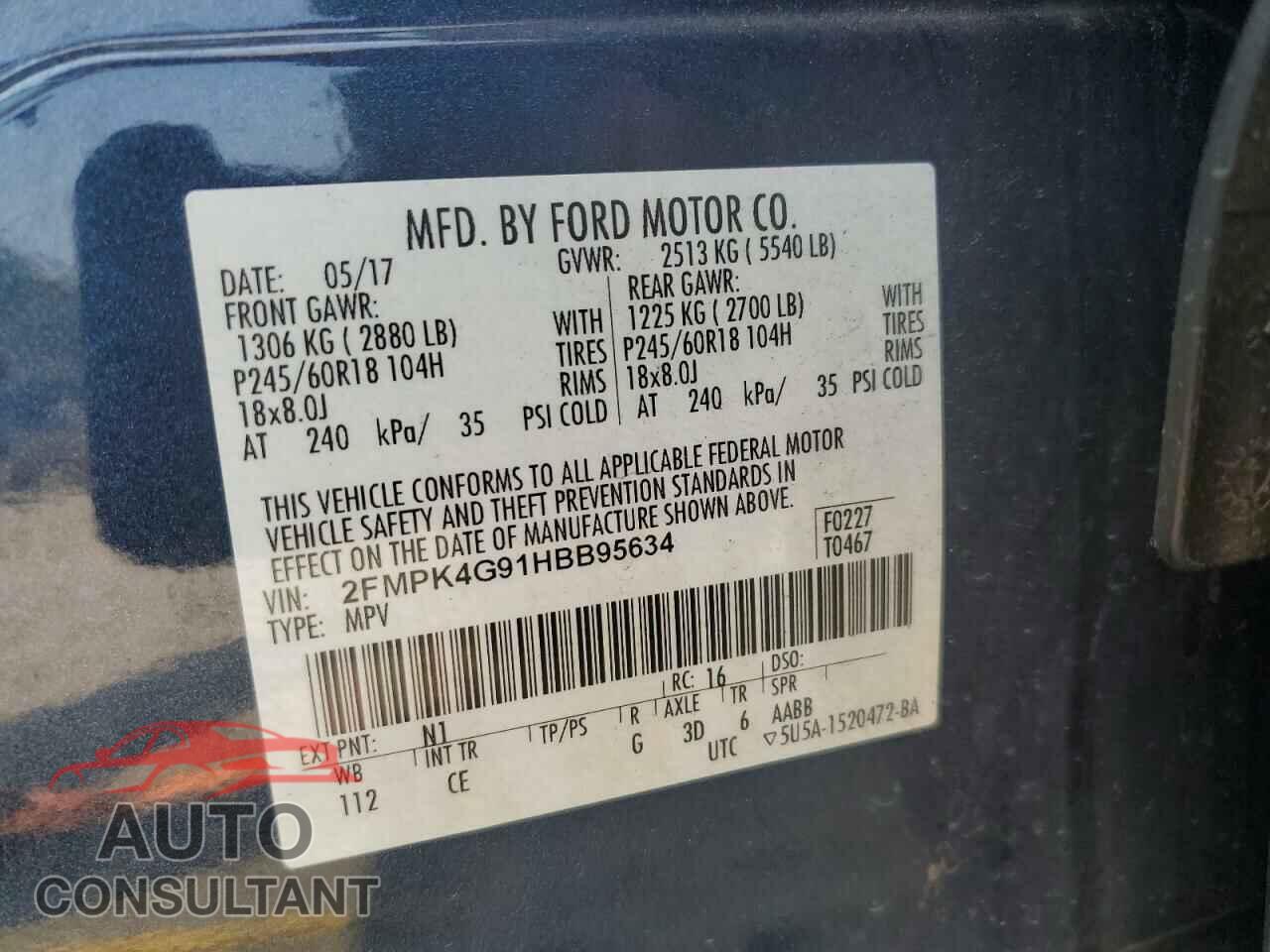 FORD EDGE 2017 - 2FMPK4G91HBB95634