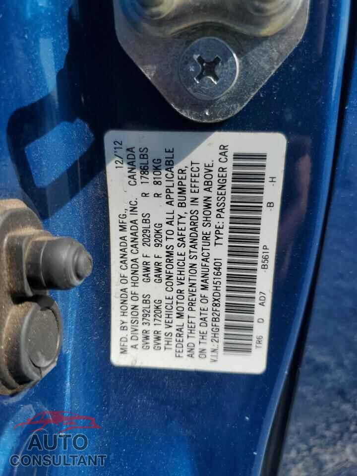 HONDA CIVIC 2013 - 2HGFB2F8XDH516401