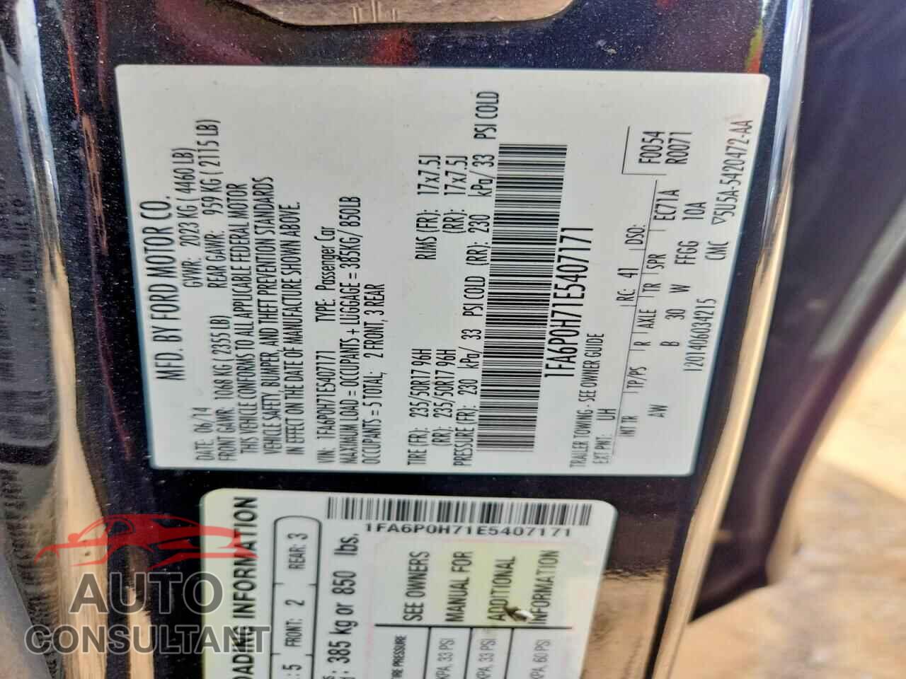 FORD FUSION 2014 - 1FA6P0H71E5407171
